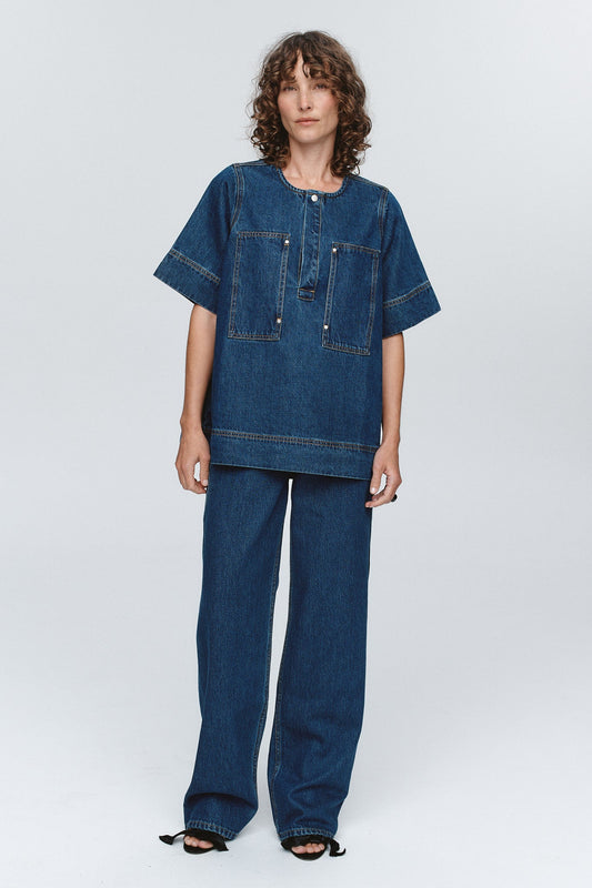 Marle | Patch Pocket Shirt | Washed Indigo | Palm Boutique