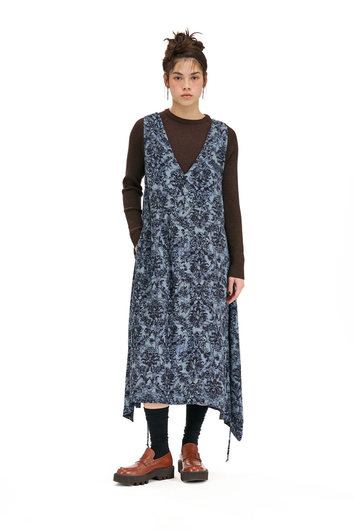NOM*d | Detached Pinafore | Anaglypta Print Blue | Palm Boutique