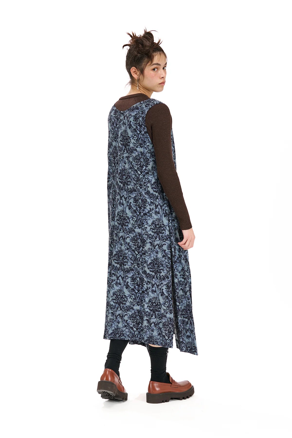 NOM*d | Detached Pinafore | Anaglypta Print Blue | Palm Boutique