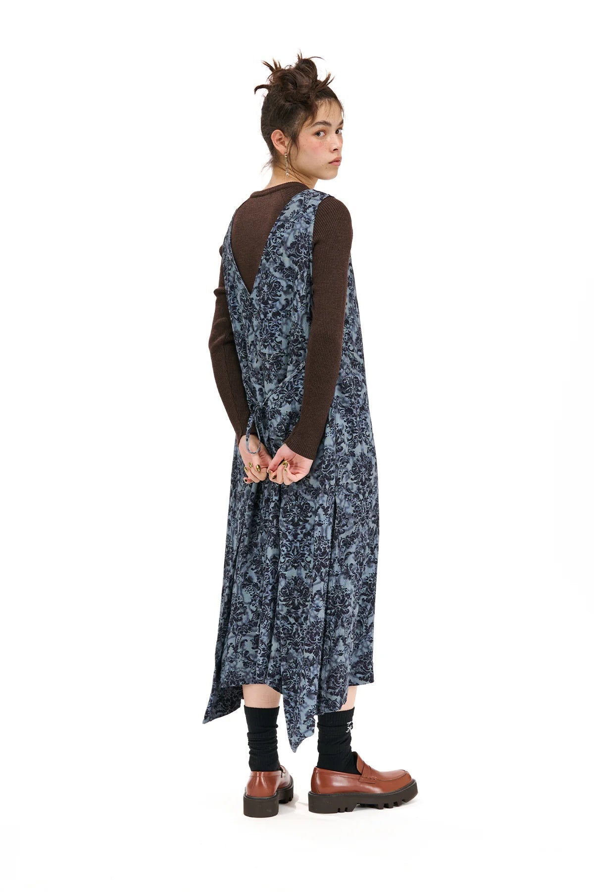 NOM*d | Detached Pinafore | Anaglypta Print Blue | Palm Boutique