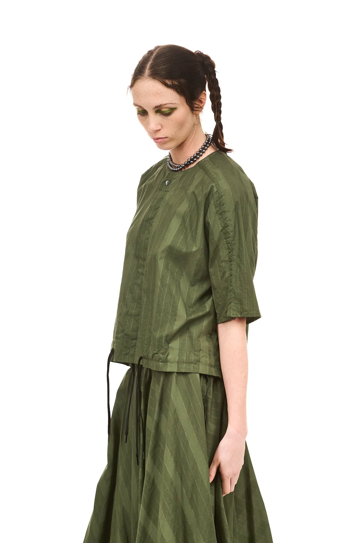 NOM*d | Grid Blouson | Green Olive | Palm Boutique