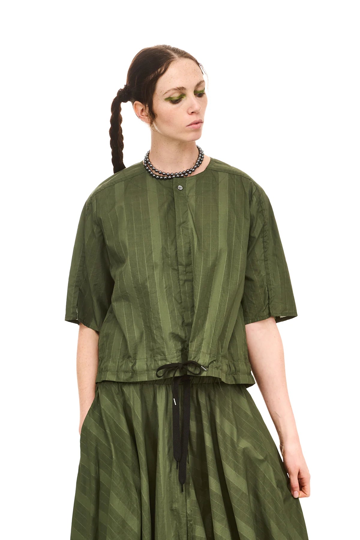 NOM*d | Grid Blouson | Green Olive | Palm Boutique