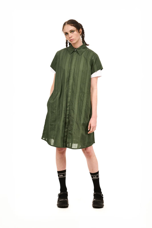 NOM*d | Grid Shirt Dress | Green Olive | Palm Boutique
