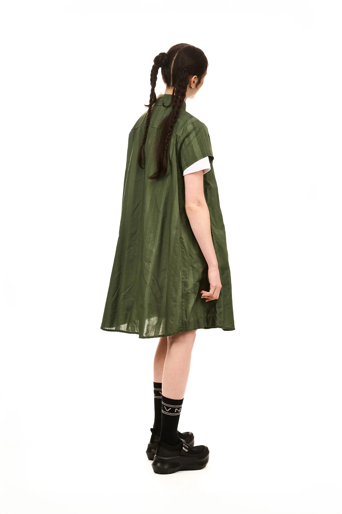 NOM*d | Grid Shirt Dress | Green Olive | Palm Boutique