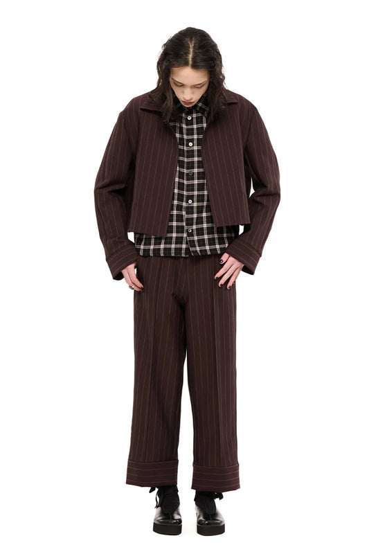 NOM*d | Groove Pant Bonded Pinstripe | Chocolate | Palm Boutique