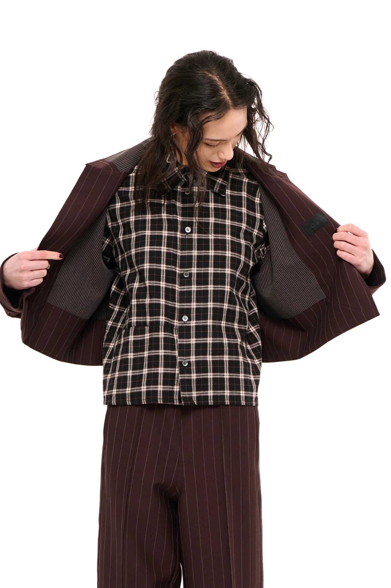 NOM*d | Hero Jacket Bonded Pinstripe | Chocolate | Palm Boutique