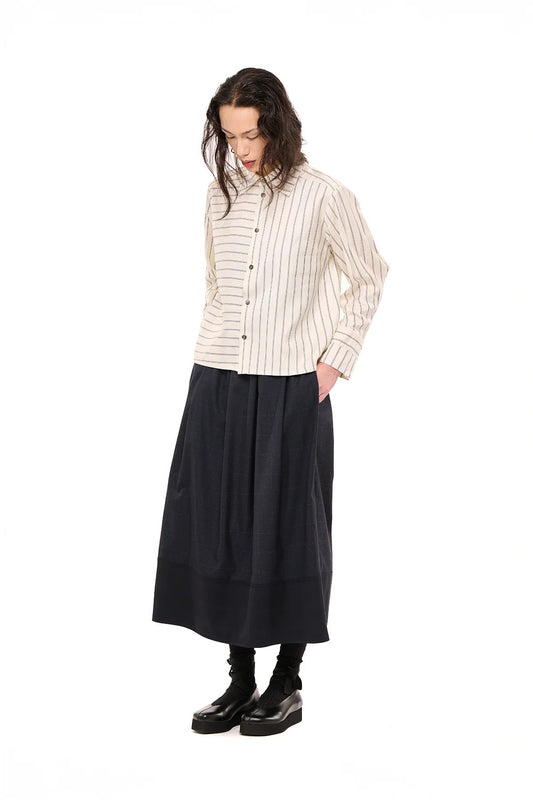 NOM*d | Line Dance Shirt | Cream/Navy Stripe | Palm Boutique