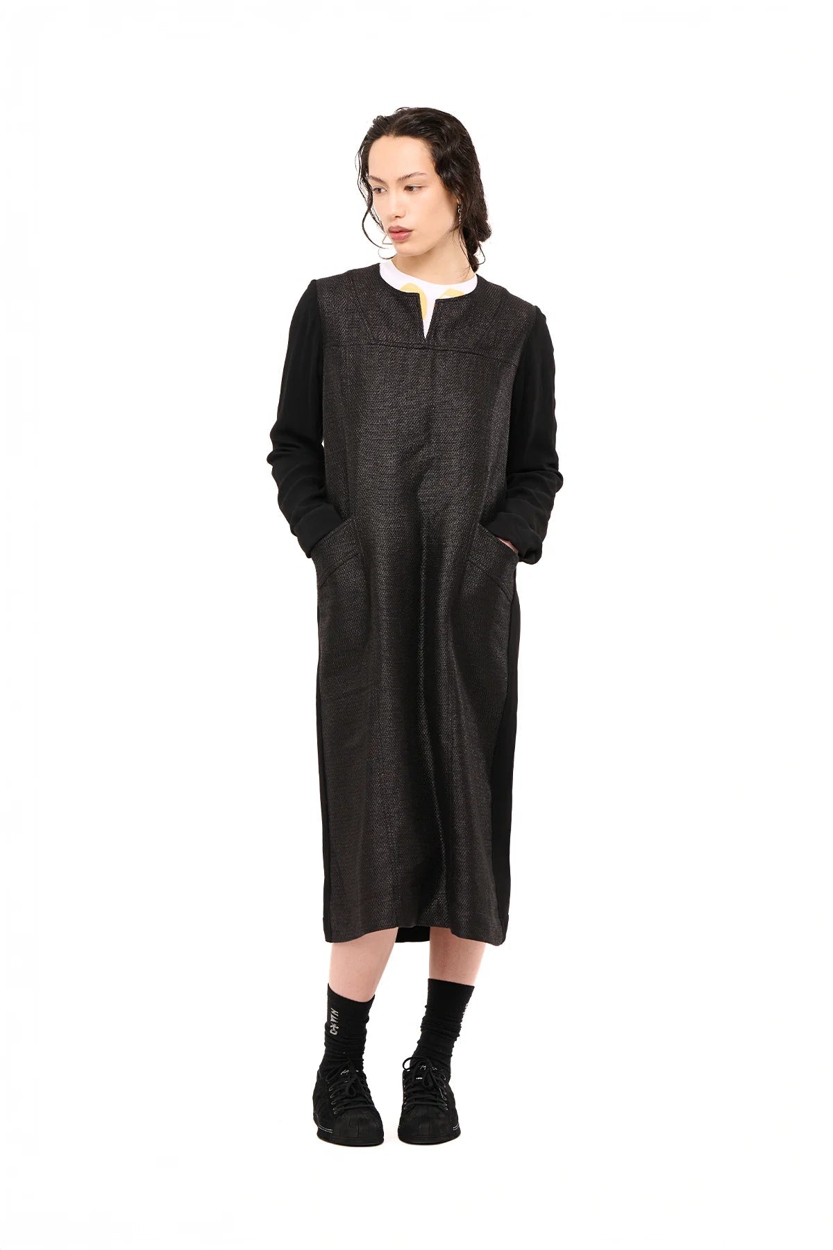 NOM*d | Office Dress Shiny Texture | Black | Palm Boutique