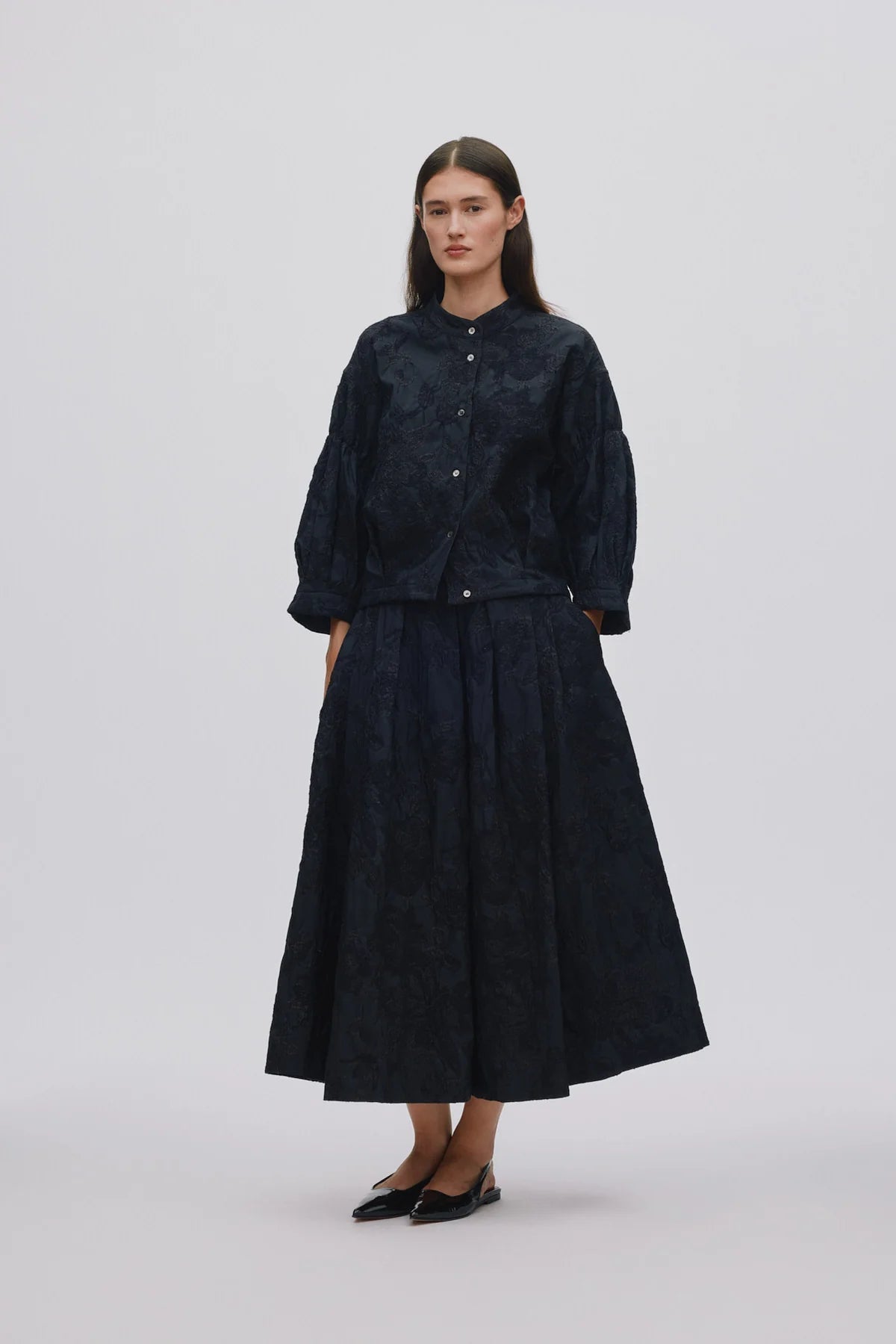Rabens Saloner | Candie Jacquard Shirt Jacket | Pirate Black | Palm Boutique