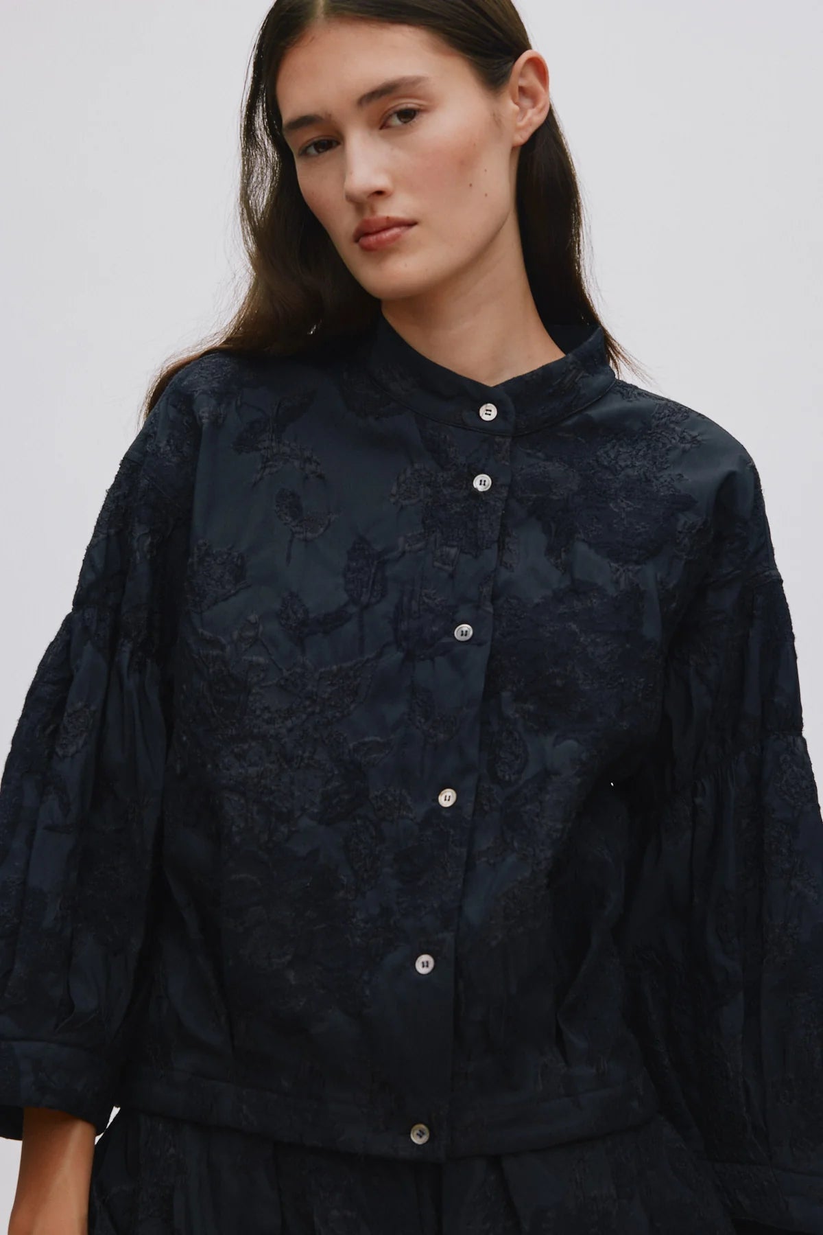 Rabens Saloner | Candie Jacquard Shirt Jacket | Pirate Black | Palm Boutique