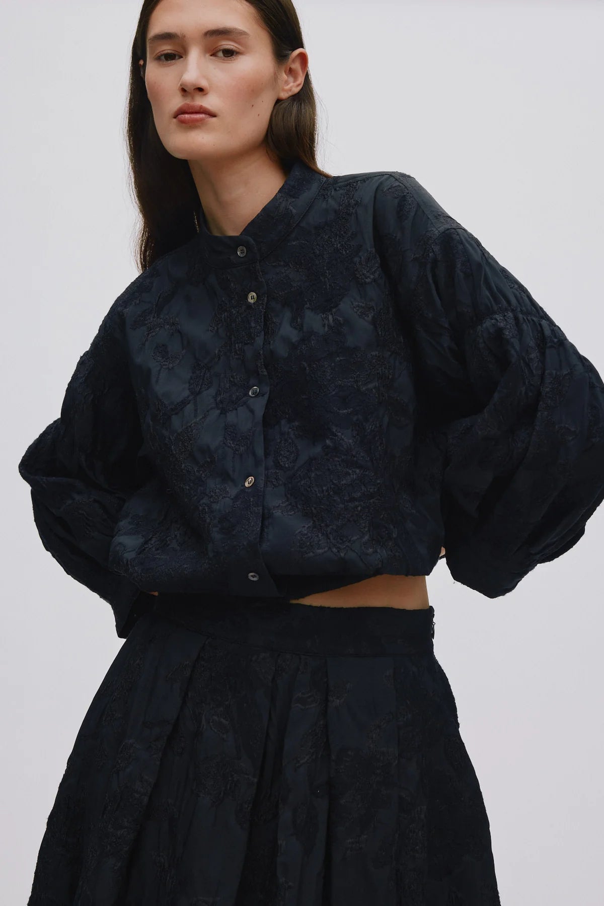Rabens Saloner | Candie Jacquard Shirt Jacket | Pirate Black | Palm Boutique