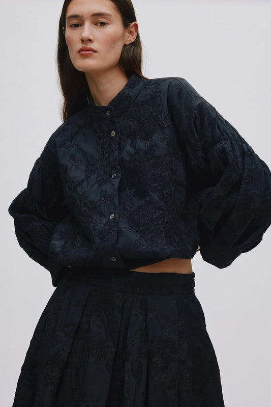 Rabens Saloner | Candie Jacquard Shirt Jacket | Pirate Black | Palm Boutique