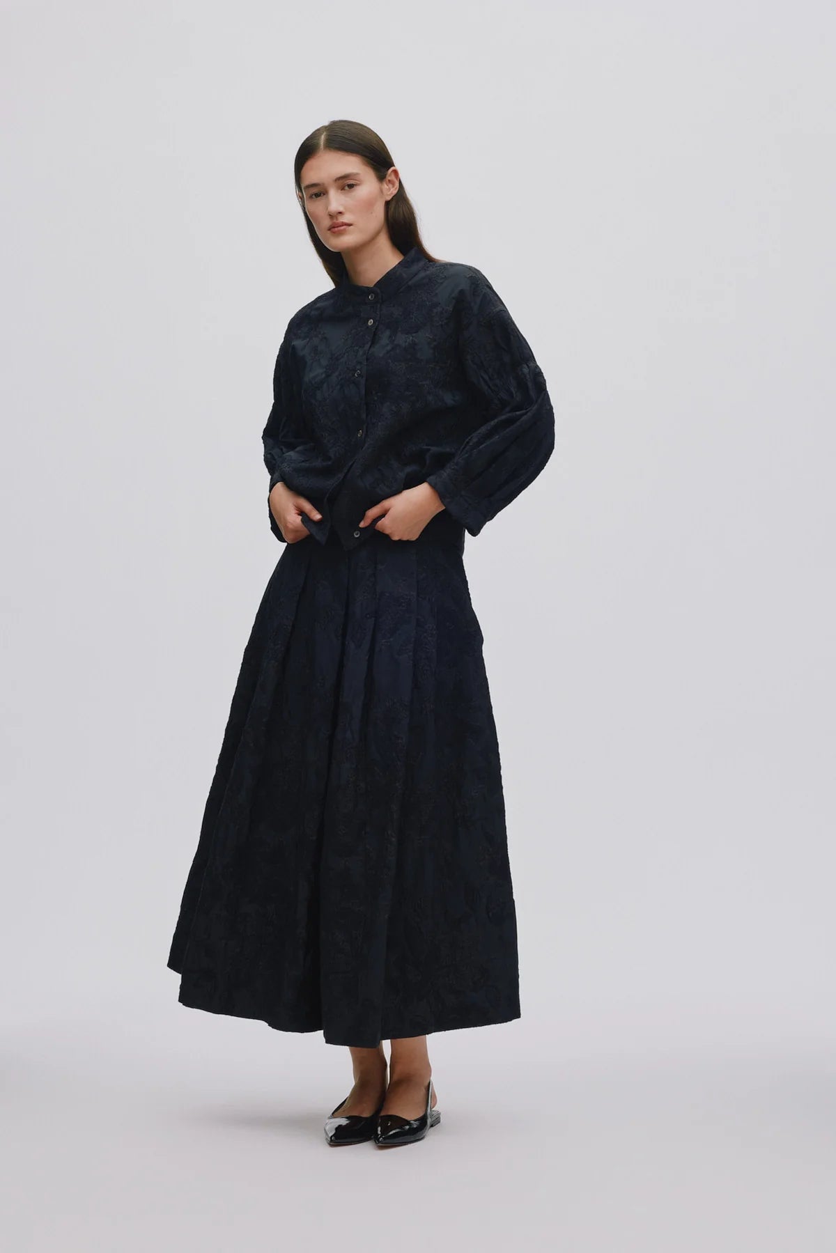 Rabens Saloner | Candie Jacquard Shirt Jacket | Pirate Black | Palm Boutique