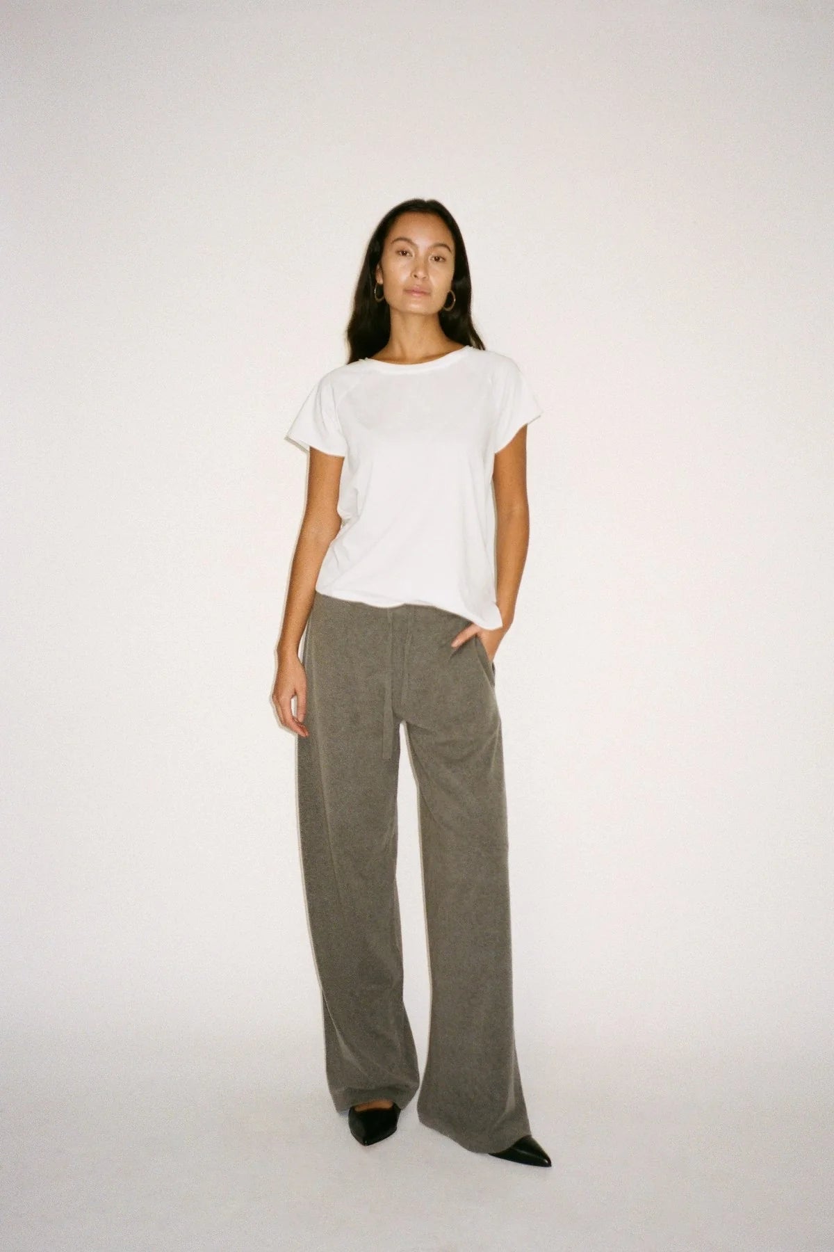 Rabens Saloner | Filine Knit Lounge Wide Pants | Mole Melange | Palm Boutique