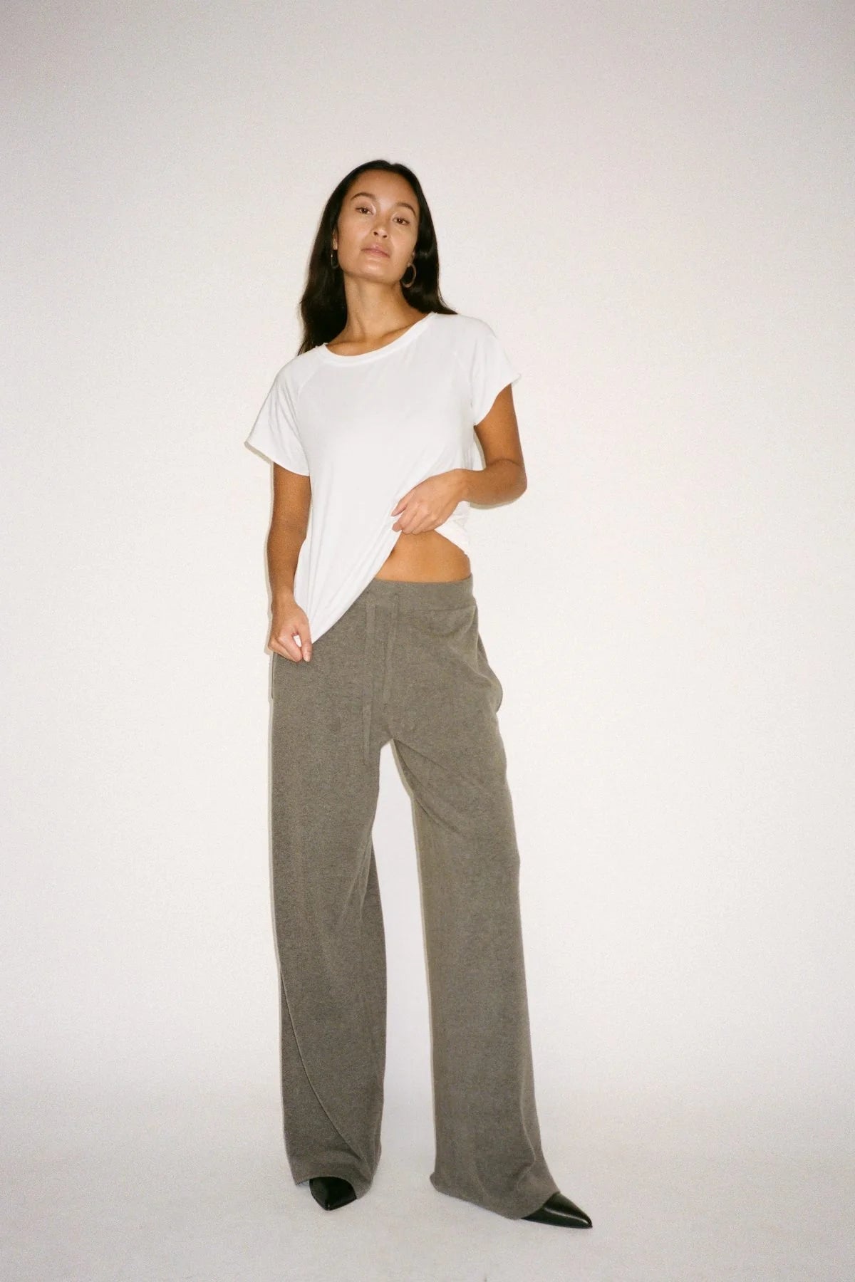 Rabens Saloner | Filine Knit Lounge Wide Pants | Mole Melange | Palm Boutique