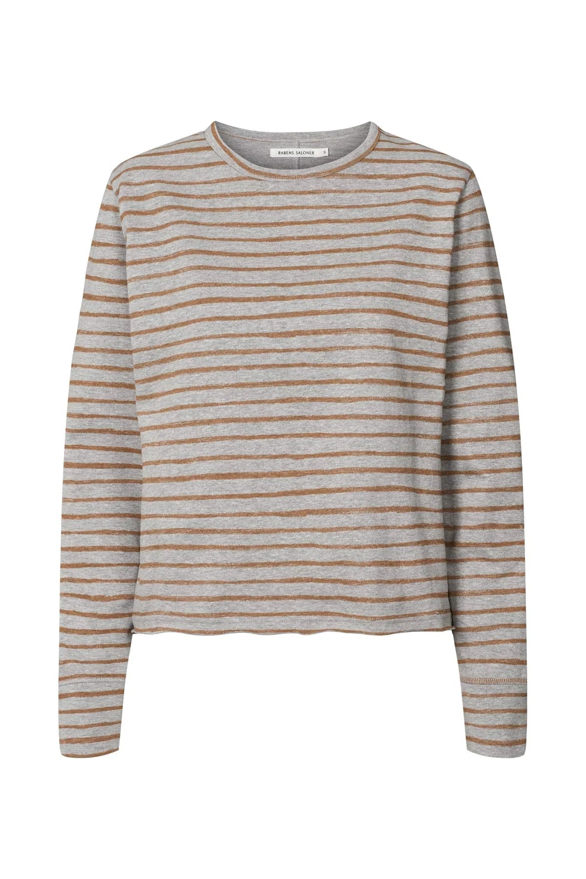 Rabens Saloner | Hila Crew Neck Top | Grey Honey Stripe | Palm Boutique