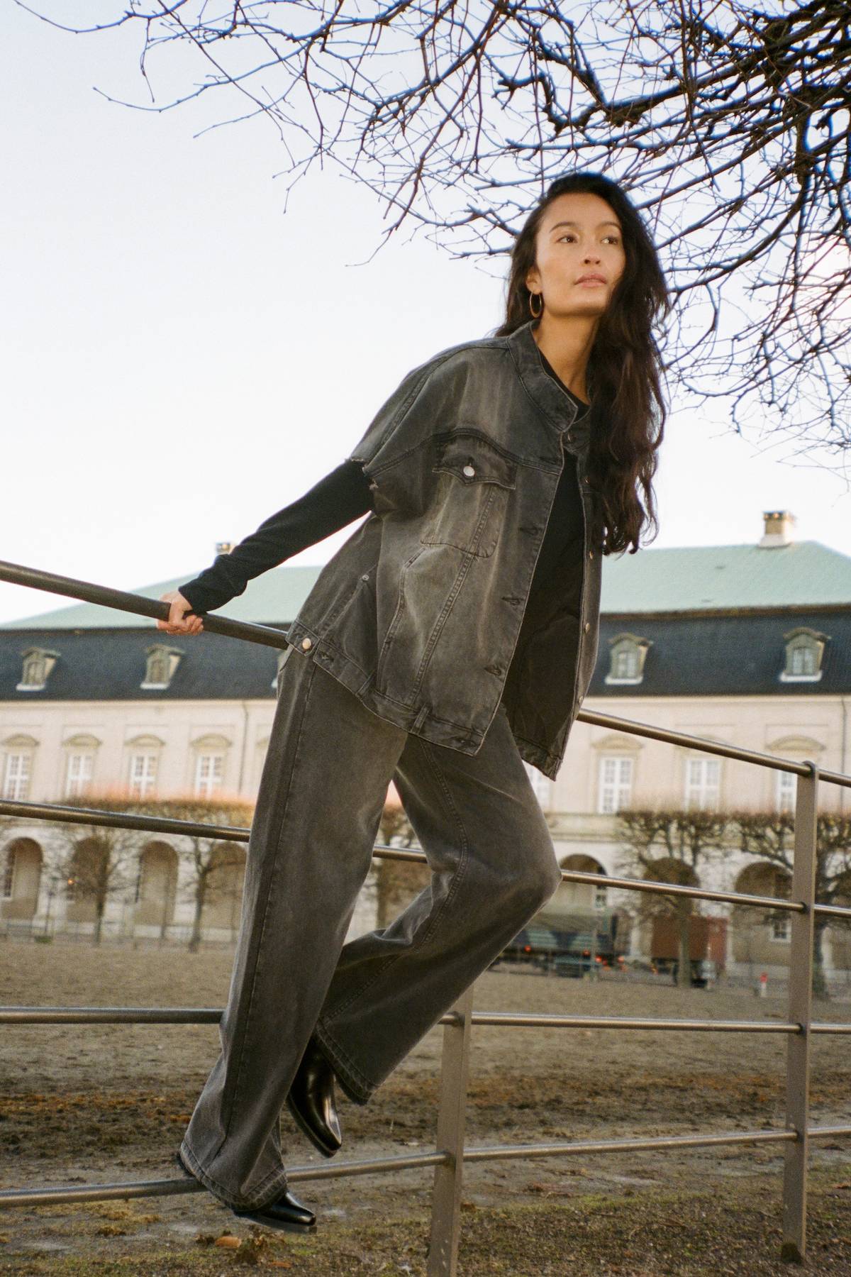 Rabens Saloner | Mir Denim Vest Jacket | Washed Black | Palm Boutique