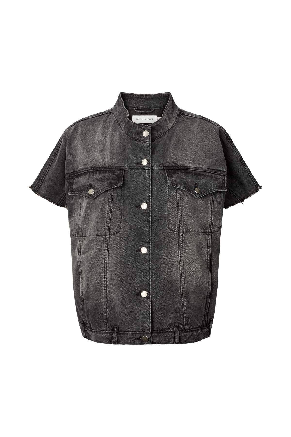 Rabens Saloner | Mir Denim Vest Jacket | Washed Black | Palm Boutique