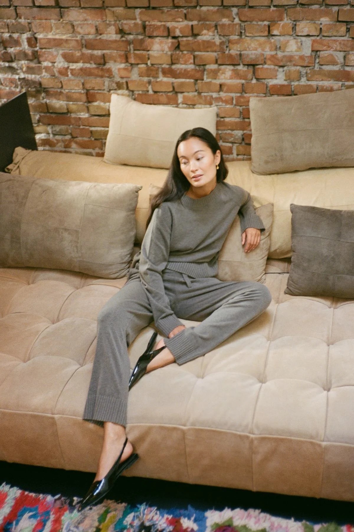 Rabens Saloner | Ruca Knit Lounge Boxy Sweater | Mole Melange | Palm Boutique