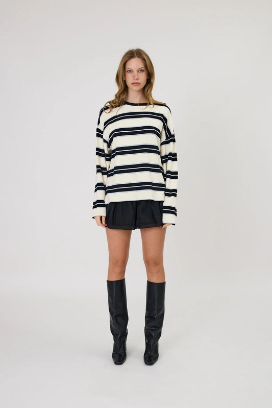 Remain | Miller Long Sleeve | Ivory/Black Stripe | Palm Boutique