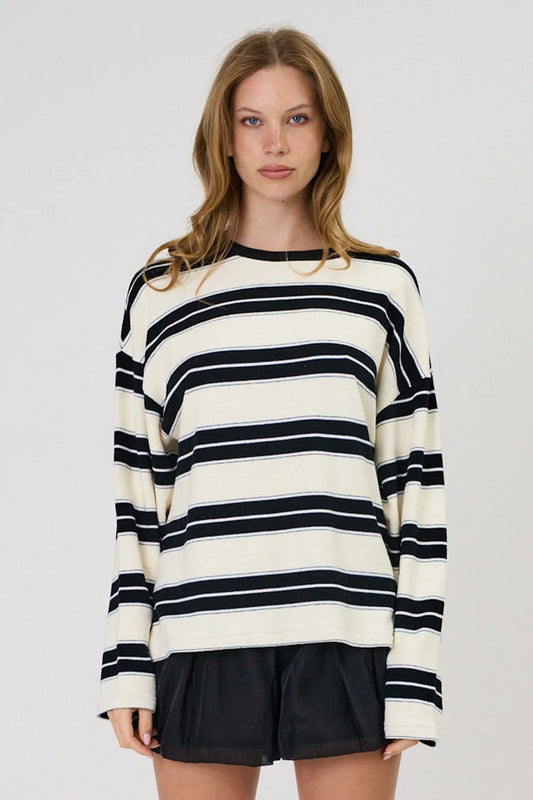 Remain | Miller Long Sleeve | Ivory/Black Stripe | Palm Boutique