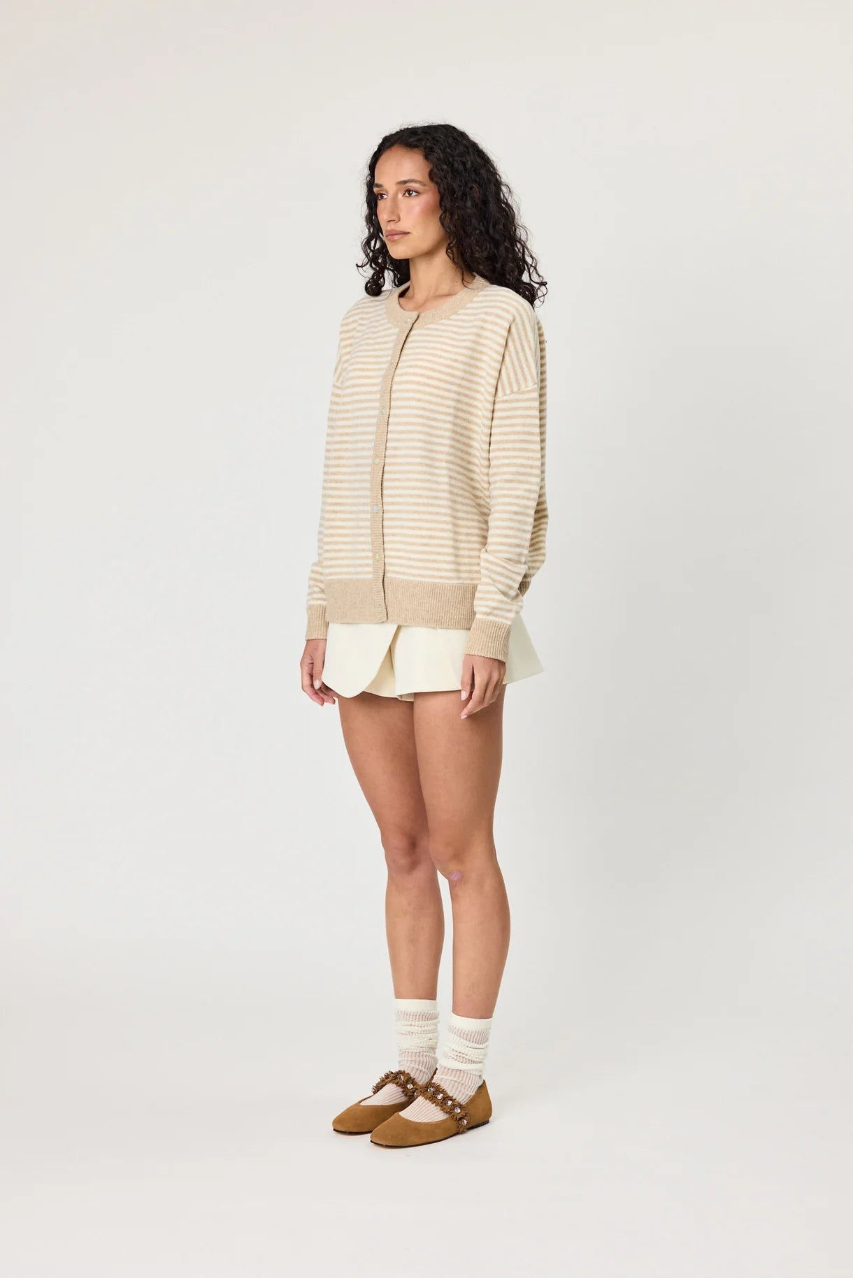 Remain | Tali Cardigan | Latte Stripe | Palm Boutique