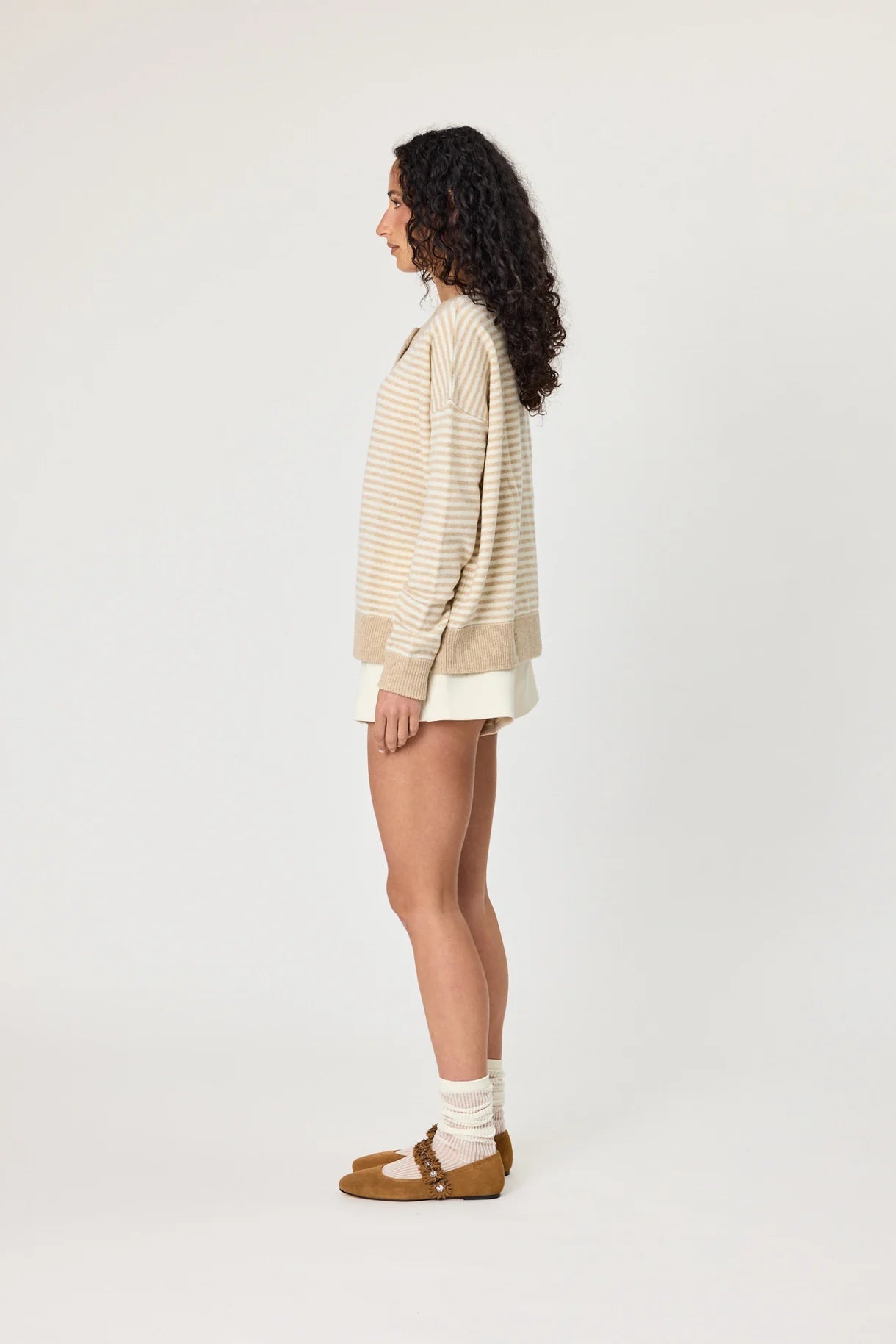 Remain | Tali Cardigan | Latte Stripe | Palm Boutique