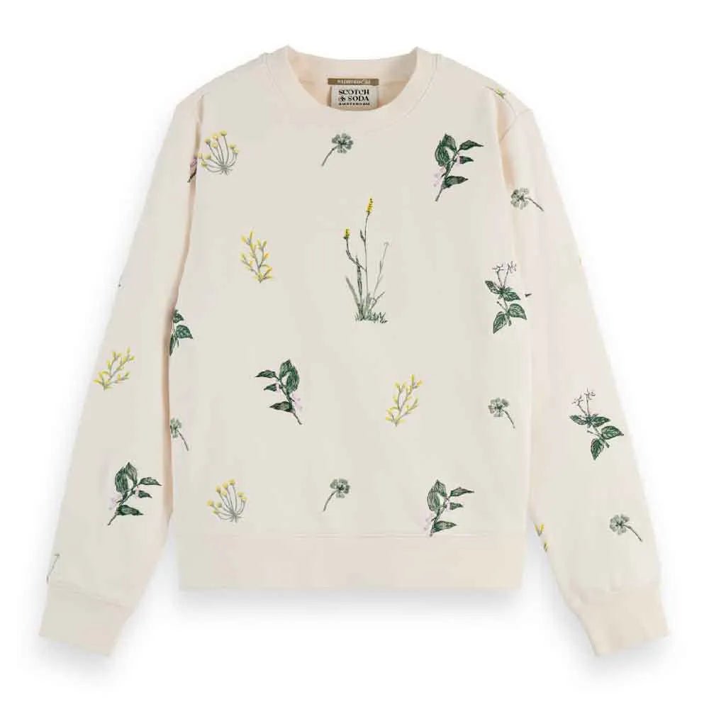 Scotch and Soda | All Over Embroidery Regular Sweater | Soft Ice | Palm Boutique