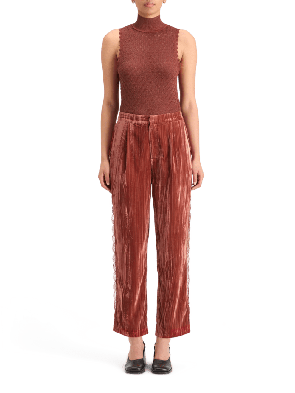 Scotch and Soda | Metallic Pointelle Knitted Tank | Rust | Palm Boutique