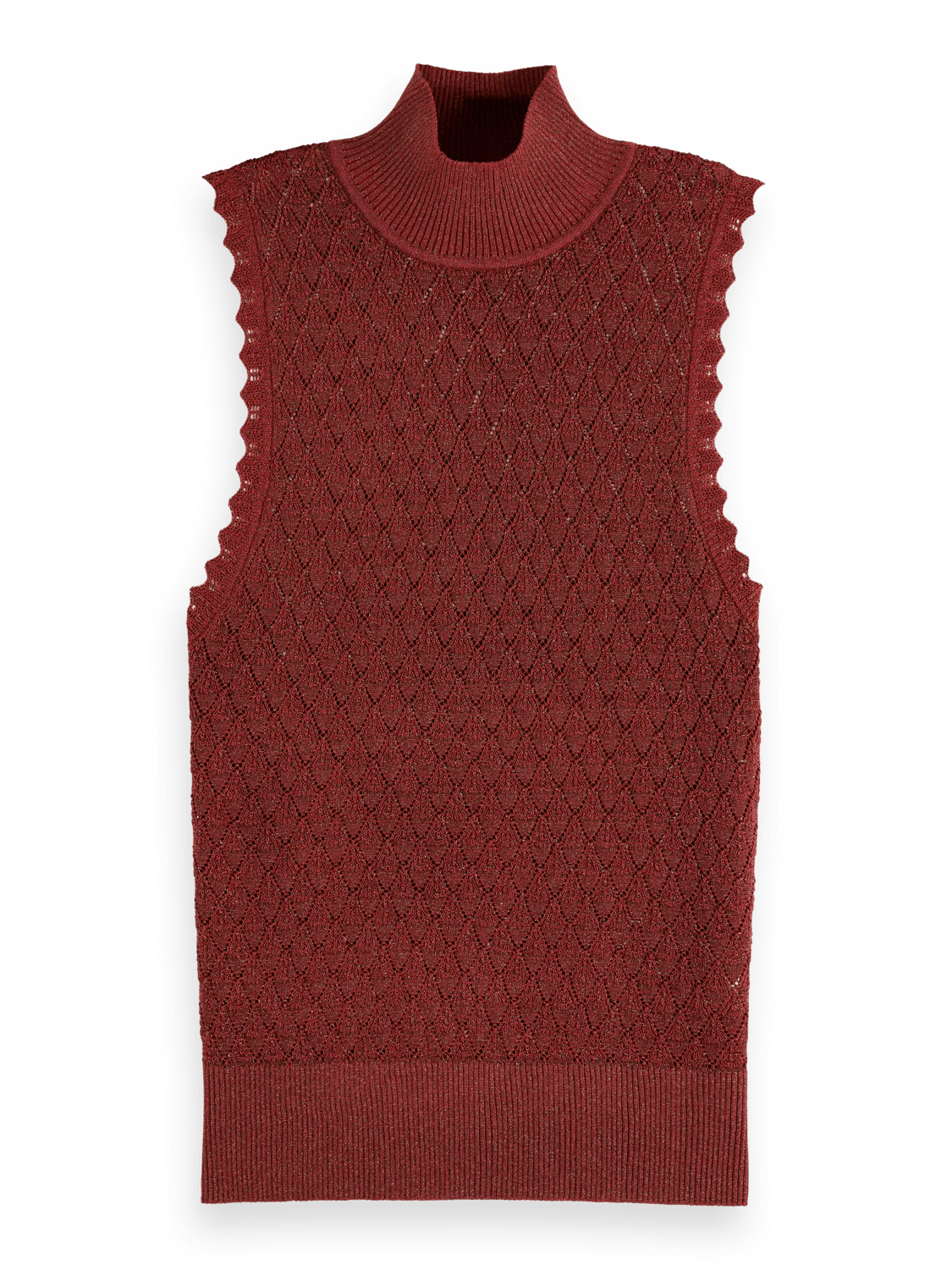 Scotch and Soda | Metallic Pointelle Knitted Tank | Rust | Palm Boutique