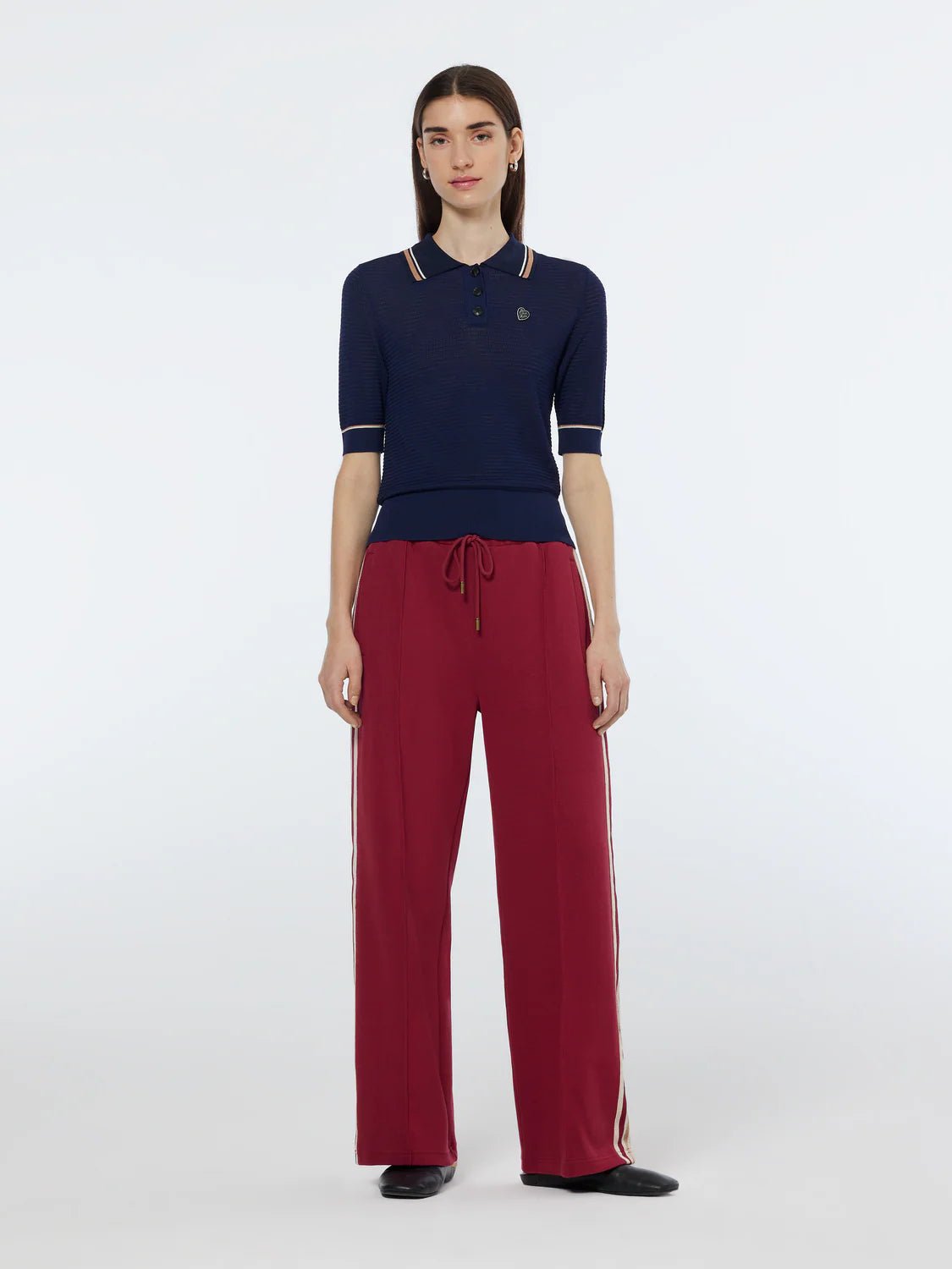 Scotch and Soda | Pointelle Collared Knitted Tee | Navy | Palm Boutique
