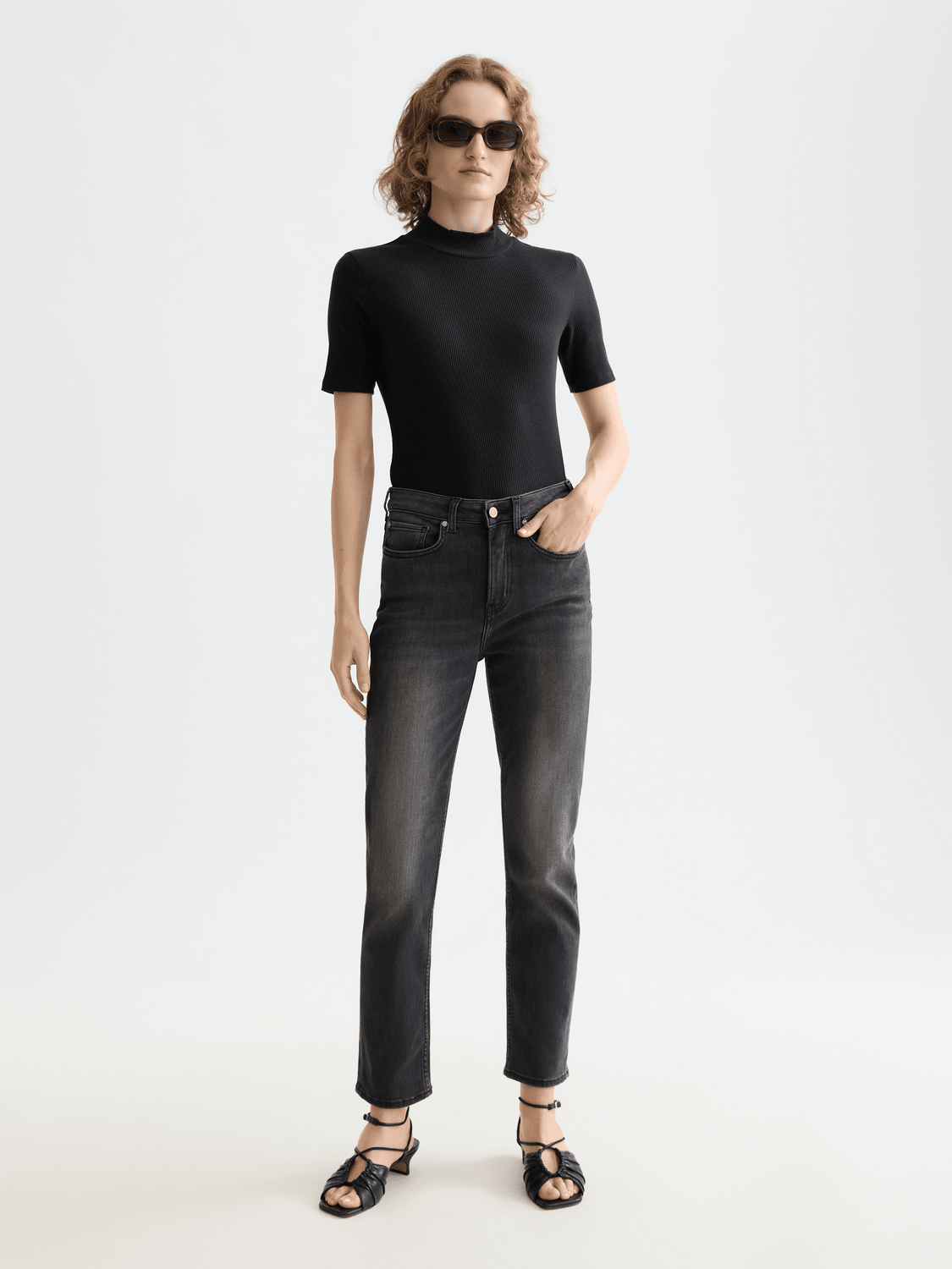 Scotch & Soda | Mock Neck Rib T-Shirt | Black | Palm Boutique