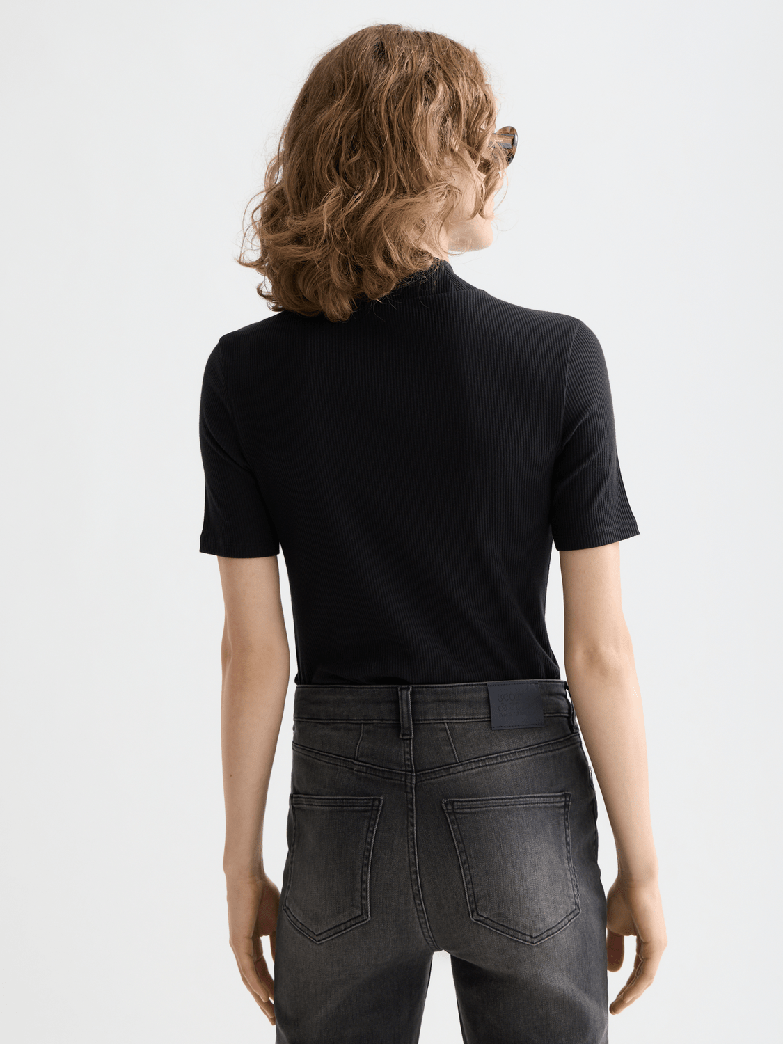 Scotch & Soda | Mock Neck Rib T-Shirt | Black | Palm Boutique