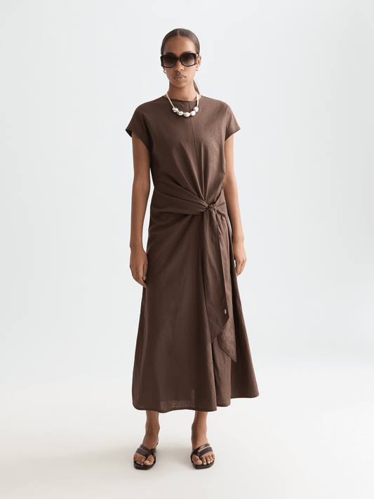 Scotch & Soda | Relaxed Linen Blend Ankle Tie Dress | Hot Fudge | Palm Boutique