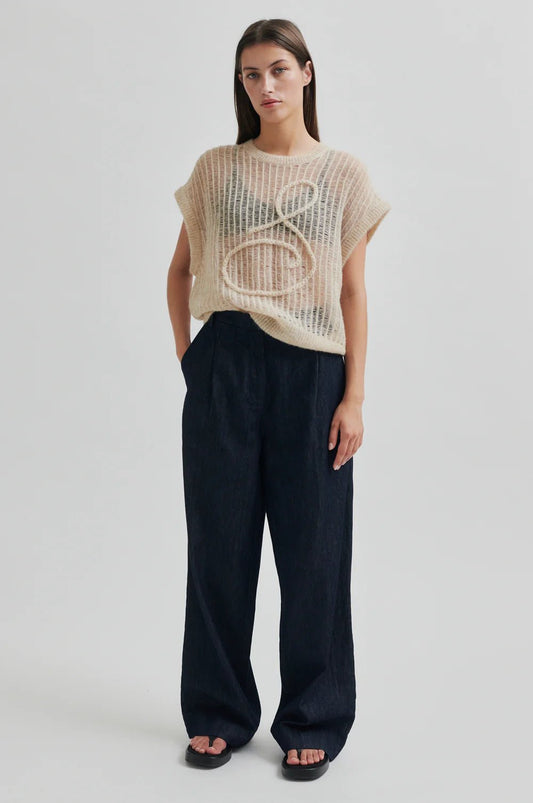 Second Female | Alluet Trousers | Dark Blue Denim | Palm Boutique