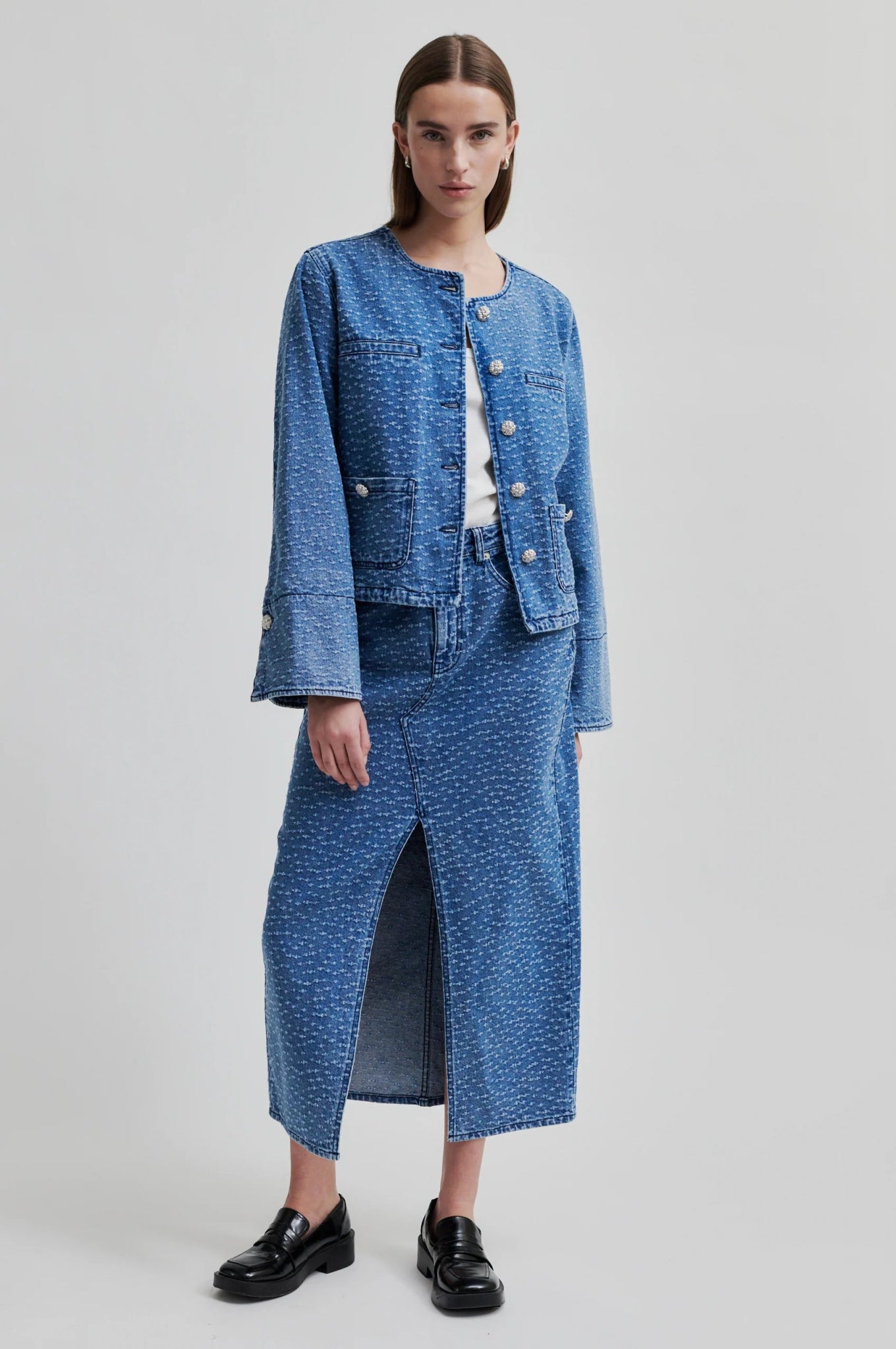 Second Female | Angola Denim Jacket | Blue Denim | Palm Boutique