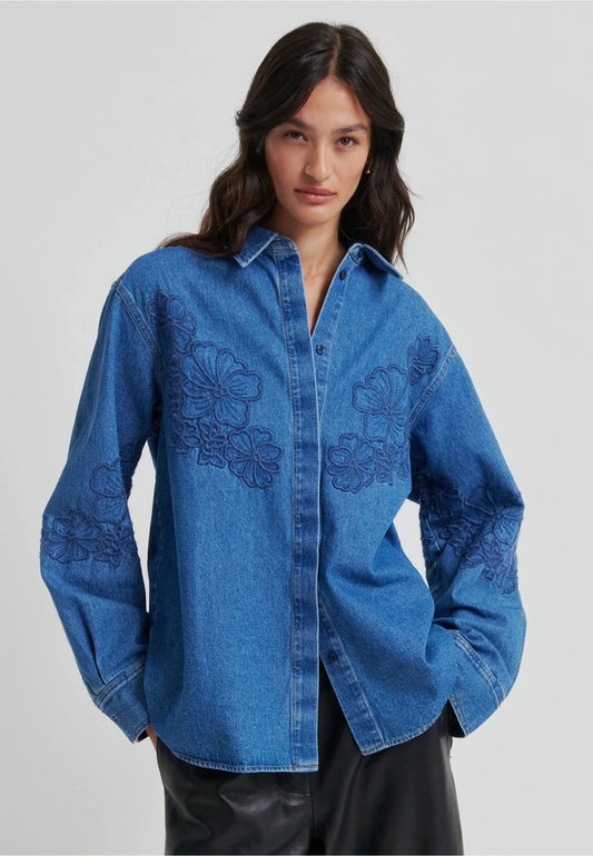 Second Female | Cornelia Denim Shirt | Blue Denim | Palm Boutique