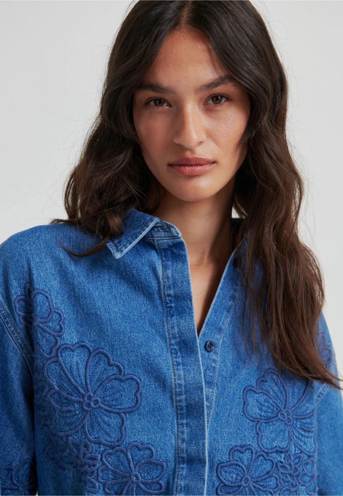 Second Female | Cornelia Denim Shirt | Blue Denim | Palm Boutique