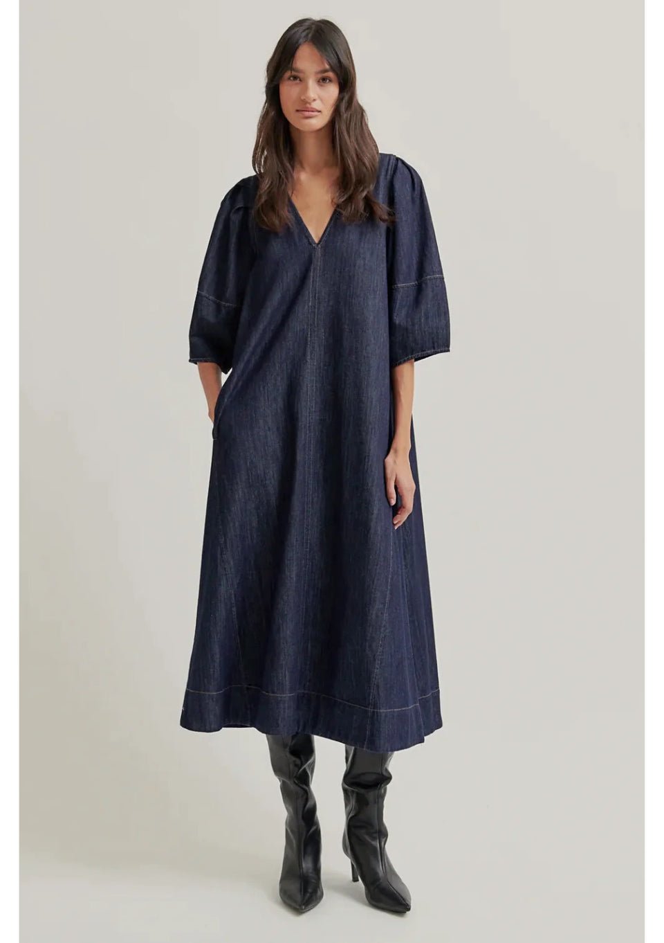 Second Female | Dera Denim Dress | Dark Denim Blue | Palm Boutique