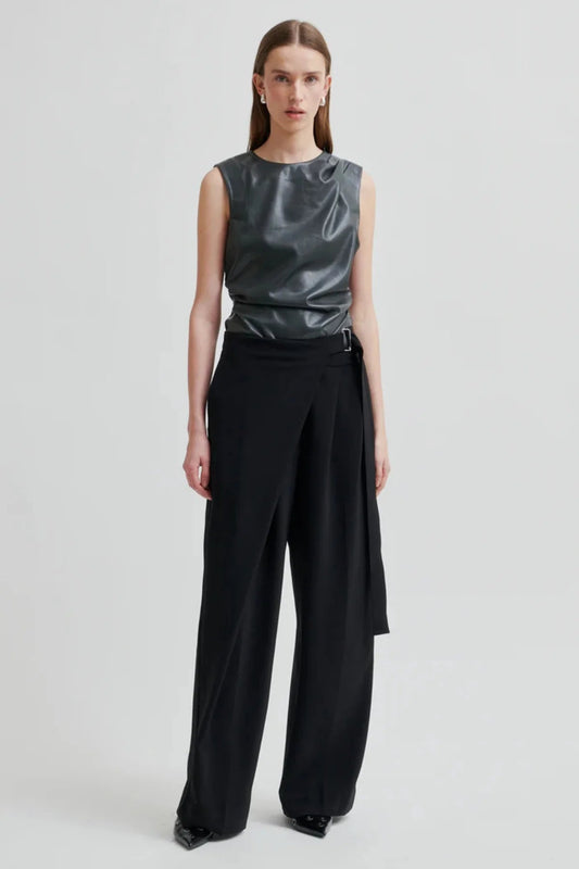 Second Female | Fique Wrap Trousers | Black | Palm Boutique