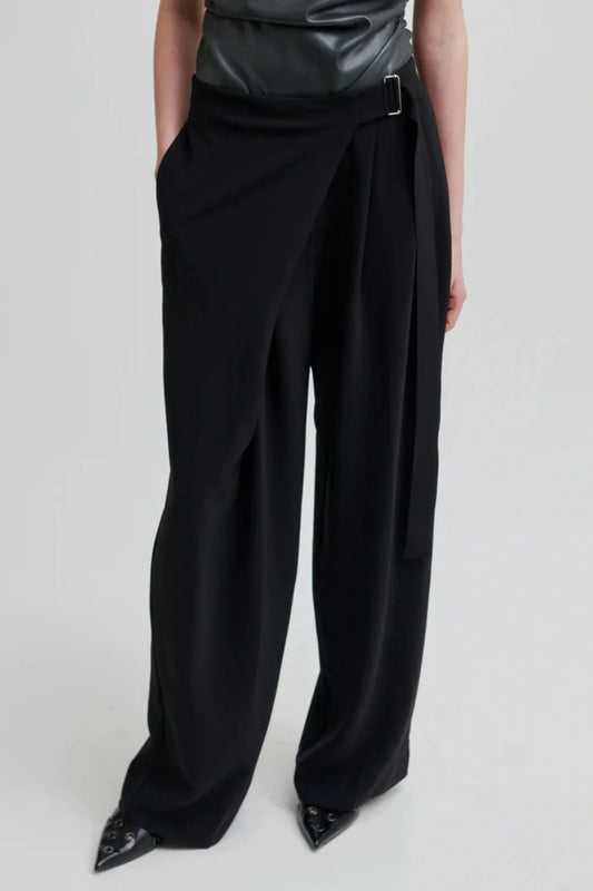 Second Female | Fique Wrap Trousers | Black | Palm Boutique