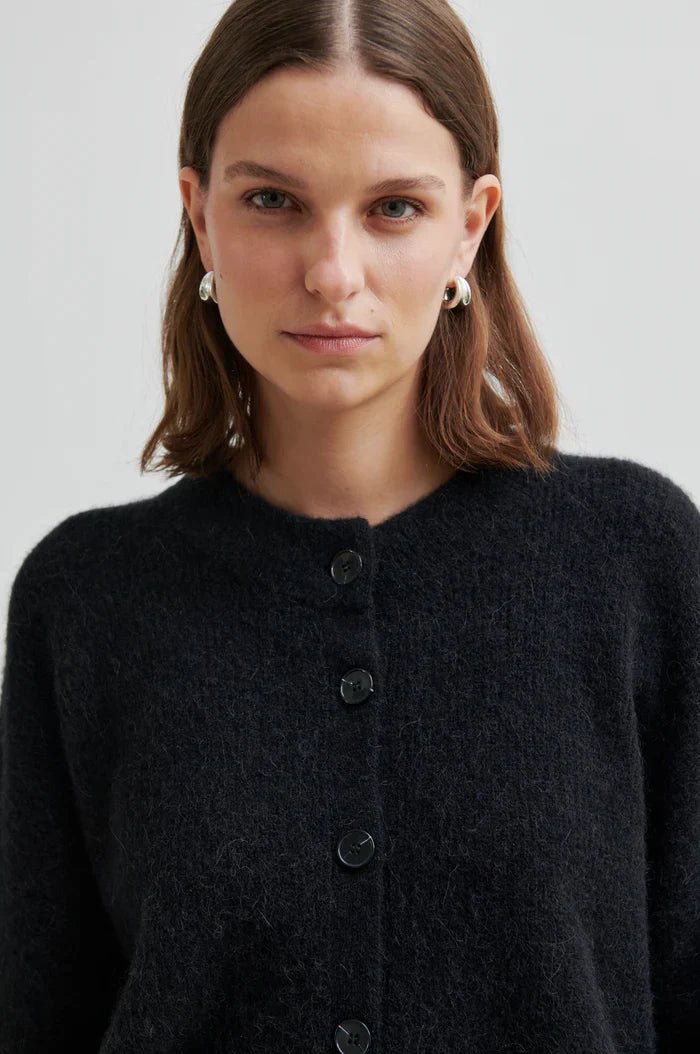 Second Female | Gabby Knit Cardigan | Black Sand | Palm Boutique