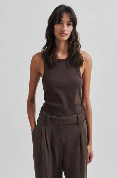 Second Female | Gelina Tank Top | Chocolate Brown | Palm Boutique
