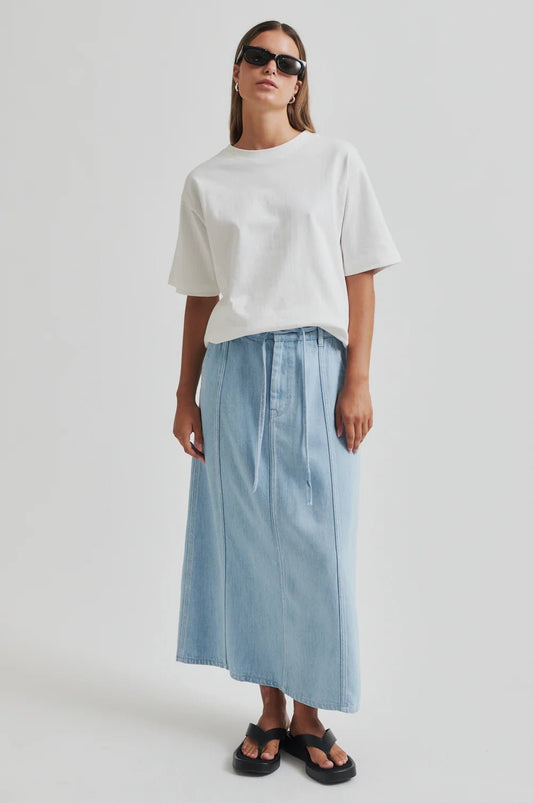Second Female | Irvin Denim Skirt | Light Blue Denim | Palm Boutique