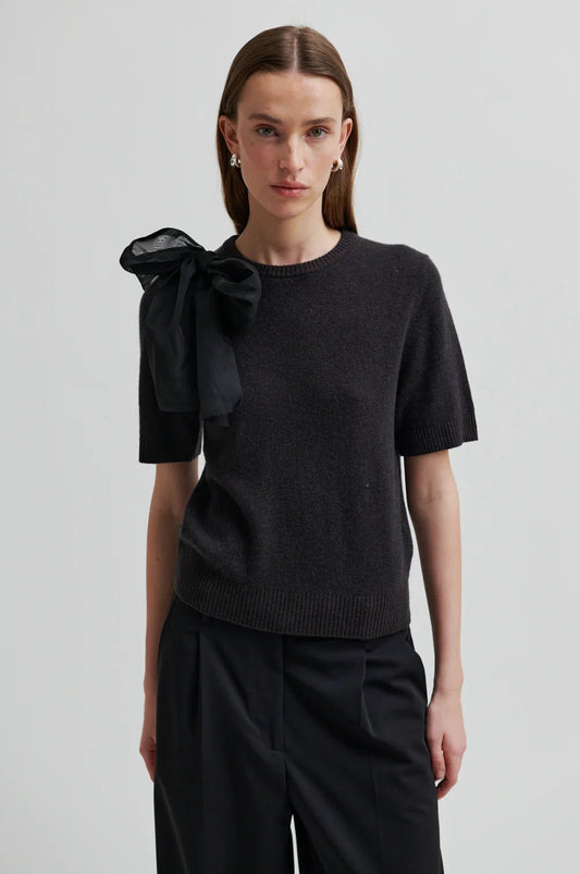 Second Female | Leara Knit O - Neck | Black | Palm Boutique