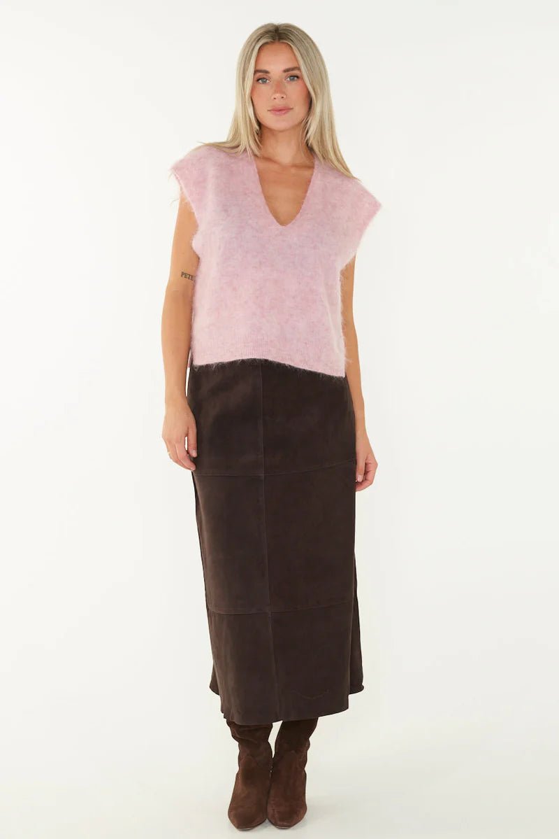 Second Female | Noormie Suede Skirt | Chocolate Plum | Palm Boutique