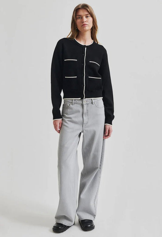 Second Female | Stinne Knit Cardigan | Black | Palm Boutique