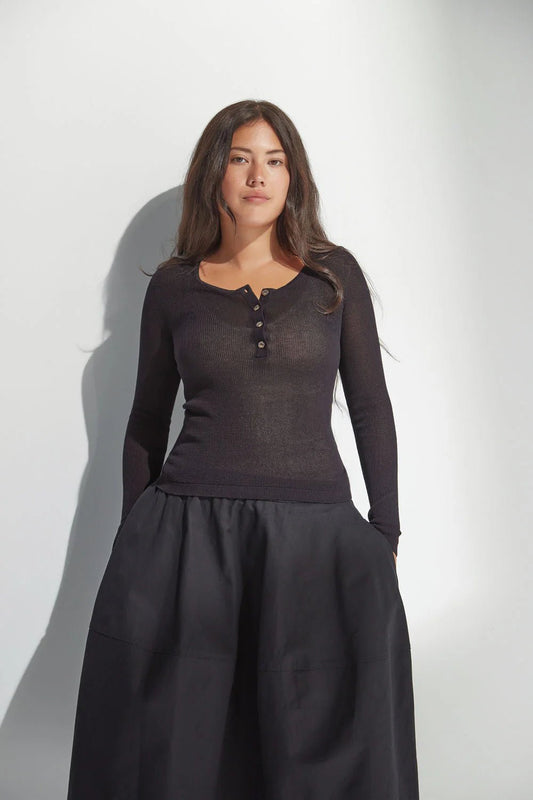 Standard Issue | Cotton Henley | Black | Palm Boutique
