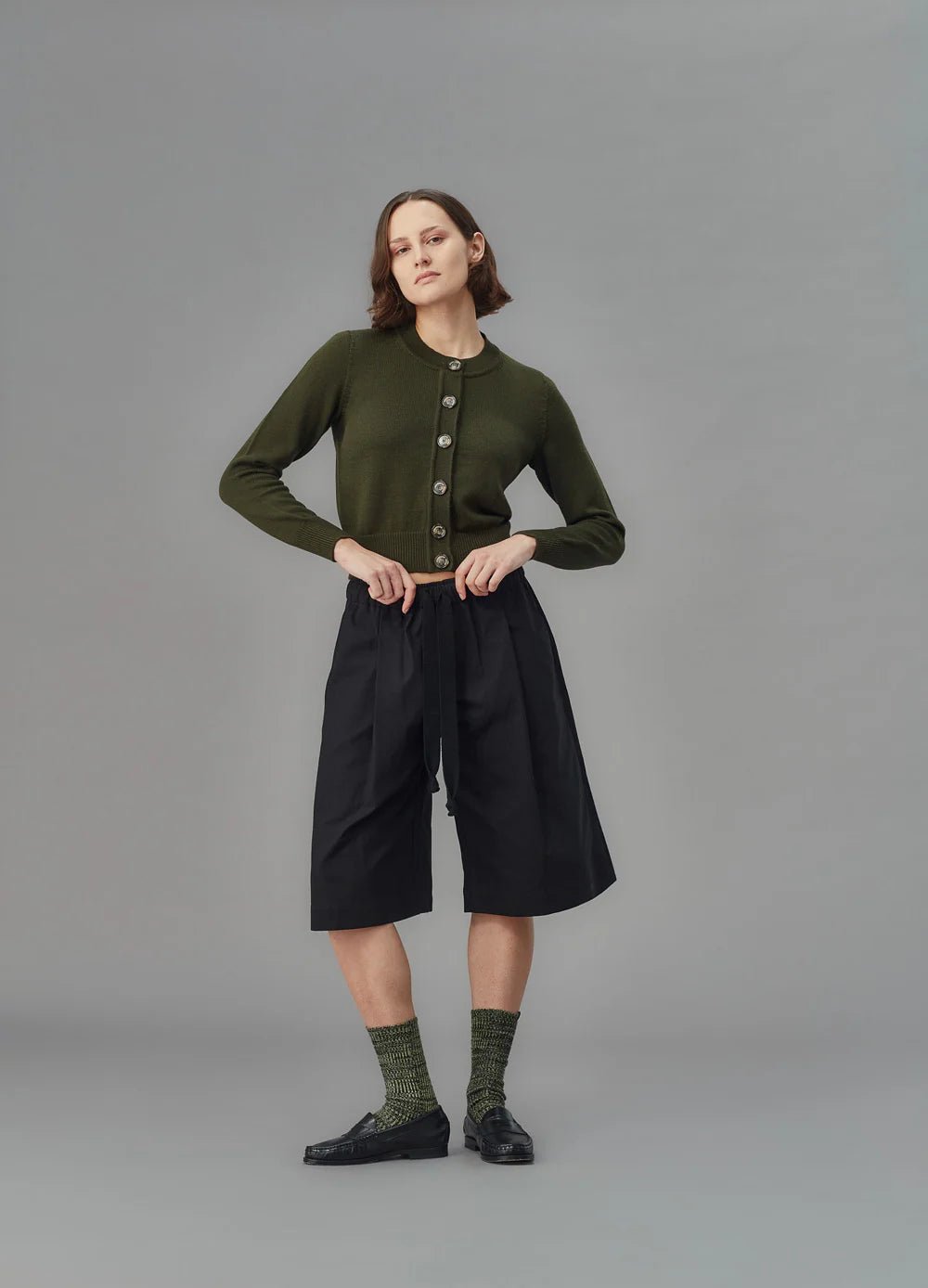 Standard Issue | Merino Crew Neck Cardigan | Smudge | Palm Boutique