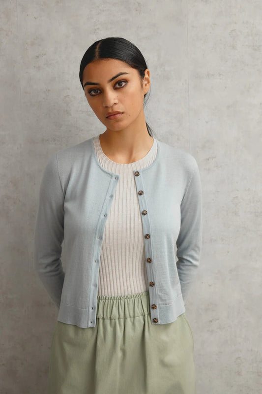 Standard Issue | Merino Crop Crew Cardi | Powder | Palm Boutique
